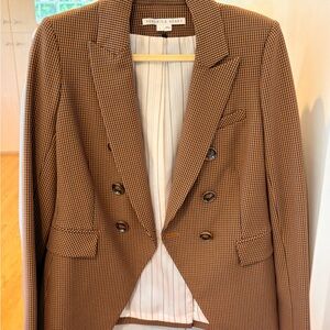 Veronica Beard Brown Checked Double Breasted Blazer